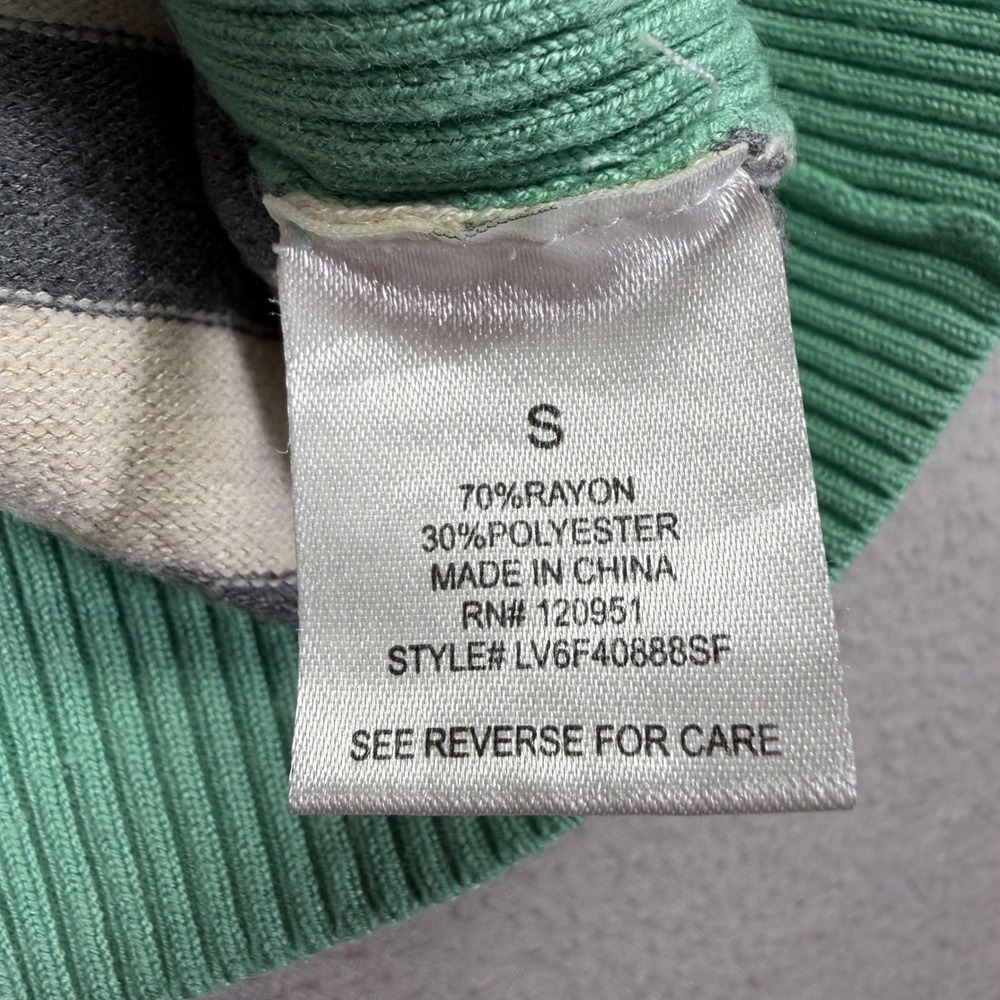 Olive Oak Sweater Womens Small Excellent Green Grey Striped Colorblock - Picture 5 of 7